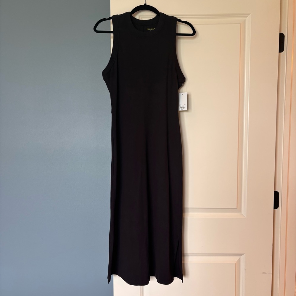 NWT Tek Gear Black Halter Sheath Midi Dress Flowy Comfortable Dress Size Small